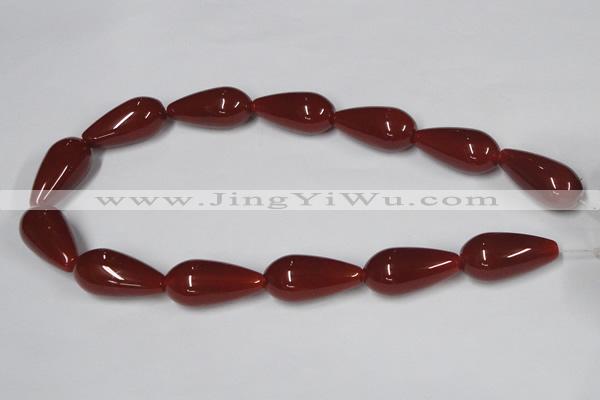 CAA134 15.5 inches 15*30mm teardrop red agate gemstone beads