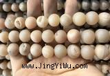 CAA1372 15.5 inches 16mm round matte plated druzy agate beads