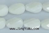 CAA14 15.5 inches 13*18mm faceted & twisted oval white agate beads