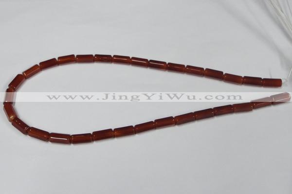 CAA141 15.5 inches 6*12mm faceted column red agate gemstone beads