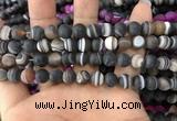 CAA1481 15.5 inches 8mm round matte banded agate beads wholesale