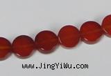 CAA155 15.5 inches 10mm coin red agate gemstone beads