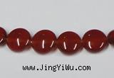 CAA156 15.5 inches 10mm flat round red agate gemstone beads