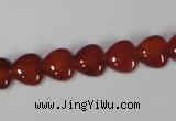 CAA163 15.5 inches 10*10mm heart red agate gemstone beads