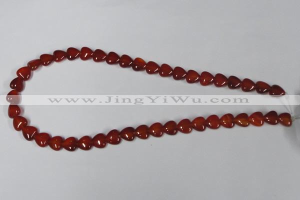 CAA163 15.5 inches 10*10mm heart red agate gemstone beads