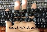 CAA1642 15.5 inches 10mm faceted round banded agate beads