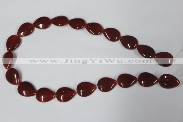CAA166 15.5 inches 15*20mm flat teardrop red agate gemstone beads