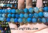 CAA1736 15 inches 10mm faceted round fire crackle agate beads