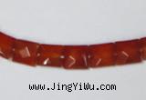 CAA179 15.5 inches 8*8mm faceted square red agate gemstone beads