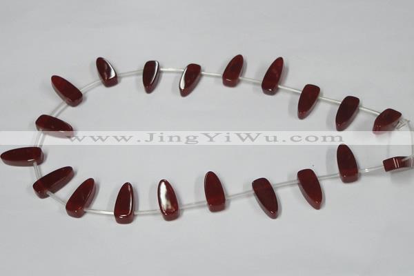 CAA187 15.5 inches 8*19mm freeform red agate gemstone beads