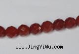 CAA200 15.5 inches 6mm faceted round red agate gemstone beads