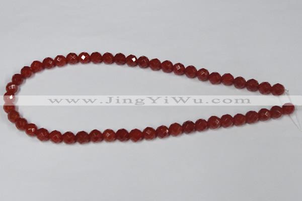 CAA200 15.5 inches 6mm faceted round red agate gemstone beads