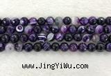 CAA2214 15.5 inches 10mm faceted round banded agate beads