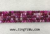 CAA2218 15.5 inches 4mm faceted round banded agate beads
