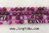 CAA2221 15.5 inches 10mm faceted round banded agate beads