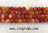 CAA2229 15.5 inches 12mm faceted round banded agate beads
