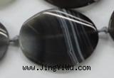 CAA245 15.5 inches 30*40mm twisted oval grey line agate beads