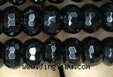 CAA2470 15.5 inches 5*8mm faceted rondelle black agate beads