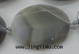 CAA248 15.5 inches 30*40mm faceted oval grey line agate beads