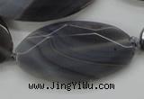CAA249 15.5 inches 26*50mm faceted oval grey line agate beads