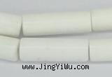 CAA25 15.5 inches 10*30mm cylinder white agate gemstone beads