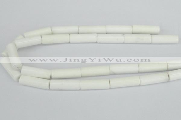 CAA25 15.5 inches 10*30mm cylinder white agate gemstone beads
