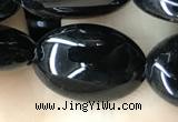 CAA2539 15.5 inches 12*16mm oval black agate beads wholesale