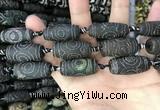 CAA2673 15.5 inches 12*30mm - 14*30mm rice tibetan agate dzi beads