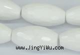 CAA28 15.5 inches 15*30mm faceted rice white agate gemstone beads