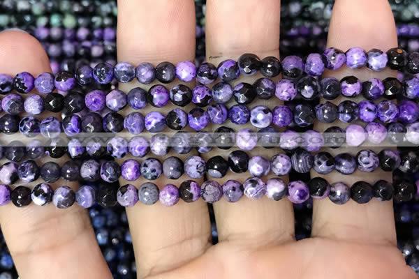 CAA2822 15 inches 4mm faceted round fire crackle agate beads wholesale