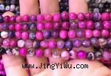 CAA2895 15 inches 6mm faceted round fire crackle agate beads wholesale