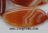 CAA296 15.5 inches 30*60mm oval red line agate gemstone beads
