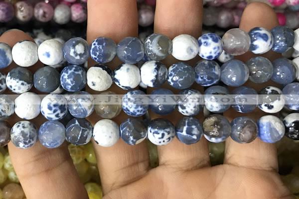 CAA2973 15 inches 8mm faceted round fire crackle agate beads wholesale