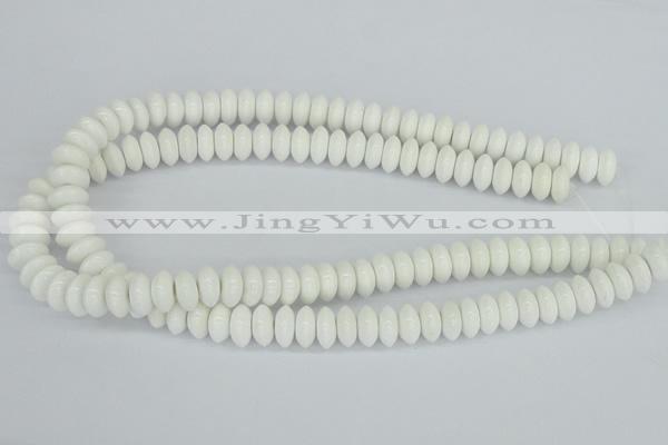 CAA30 15.5 inches 6*12mm rondelle white agate gemstone beads