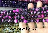 CAA3017 15 inches 8mm faceted round fire crackle agate beads wholesale