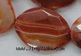 CAA304 15.5 inches 28*40mm faceted oval red line agate beads