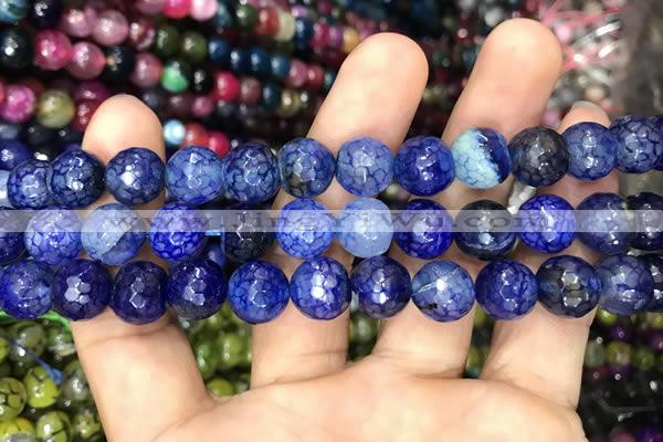 CAA3045 15 inches 10mm faceted round fire crackle agate beads wholesale