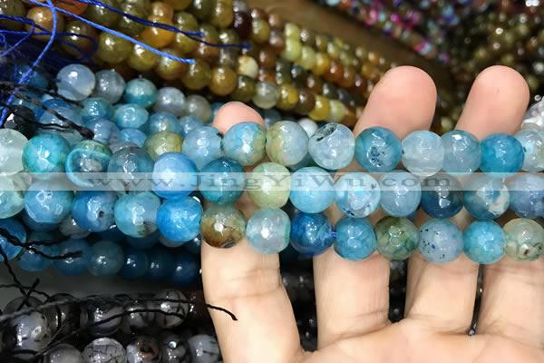 CAA3052 15 inches 10mm faceted round fire crackle agate beads wholesale
