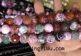 CAA3187 15 inches 14mm faceted round fire crackle agate beads wholesale