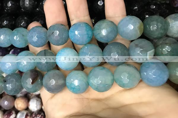 CAA3237 15 inches 16mm faceted round fire crackle agate beads wholesale