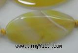 CAA325 15.5 inches 25*50mm faceted marquise yellow line agate beads