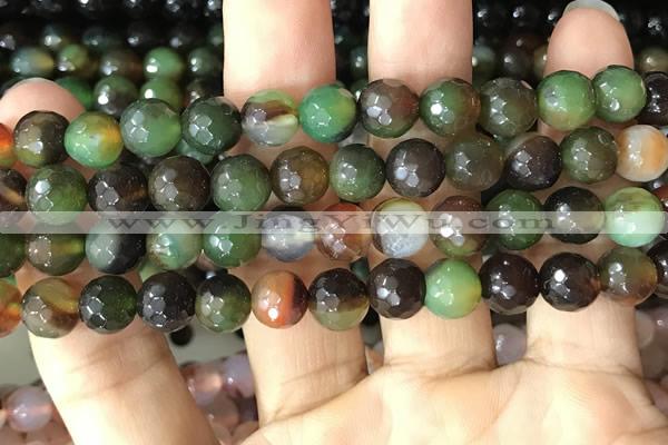 CAA3346 15 inches 8mm faceted round agate beads wholesale