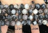 CAA3595 15.5 inches 12mm round black zebra agate beads wholesale