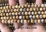 CAA3602 15.5 inches 6mm round yellow crazy lace agate beads