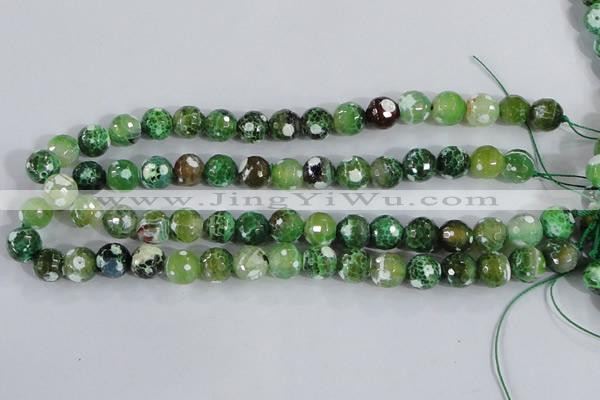 CAA378 15.5 inches 14mm faceted round fire crackle agate beads
