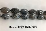 CAA3799 15*25mm - 18*28mm faceted rice dragon veins agate beads