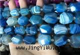 CAA3827 13*17mm - 18*22mm faceted nuggets line agate beads