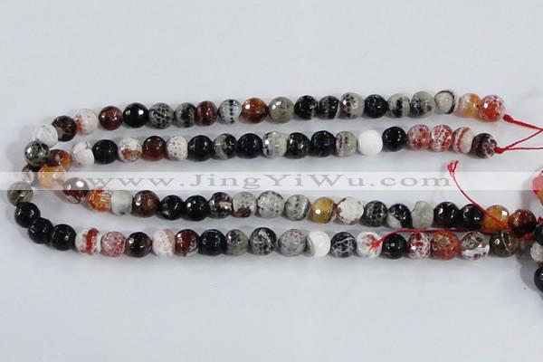 CAA383 15.5 inches 6mm faceted round fire crackle agate beads