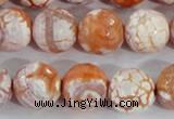 CAA391 15.5 inches 14mm faceted round fire crackle agate beads