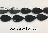 CAA4071 15.5 inches 30*50mm flat teardrop black agate gemstone beads